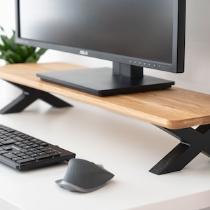 Solid Oak monitor stand Custom size/ shelf / raiser/ Home Office/ iMac stand / gift for him