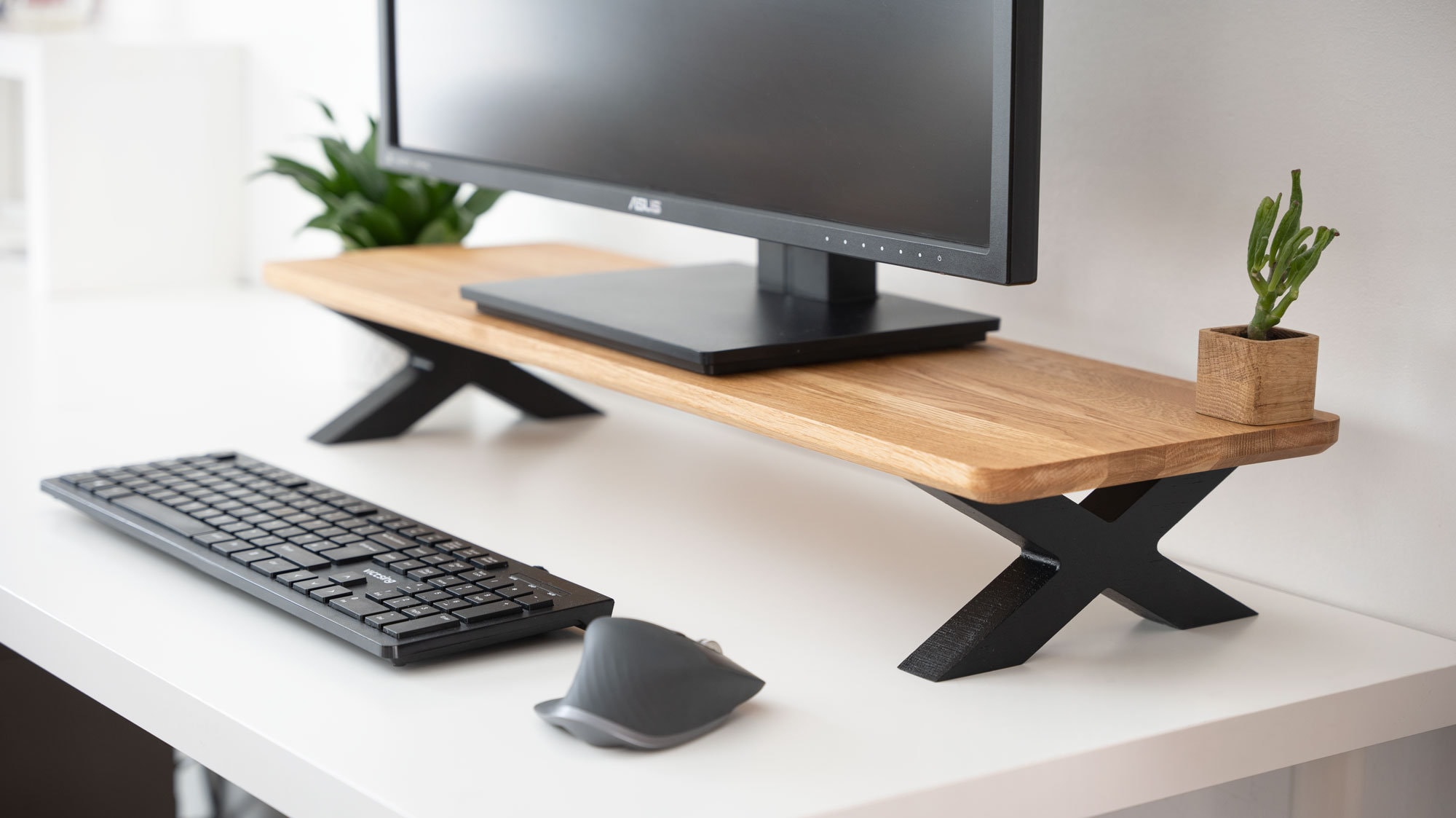 Solid Oak monitor stand Custom size/ shelf / raiser/ Home Office/ iMac stand / gift for him
