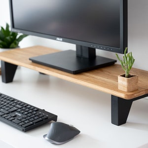 Solid Oak monitor stand Custom size/ shelf / raiser/ Home Office/ iMac stand / gift for him