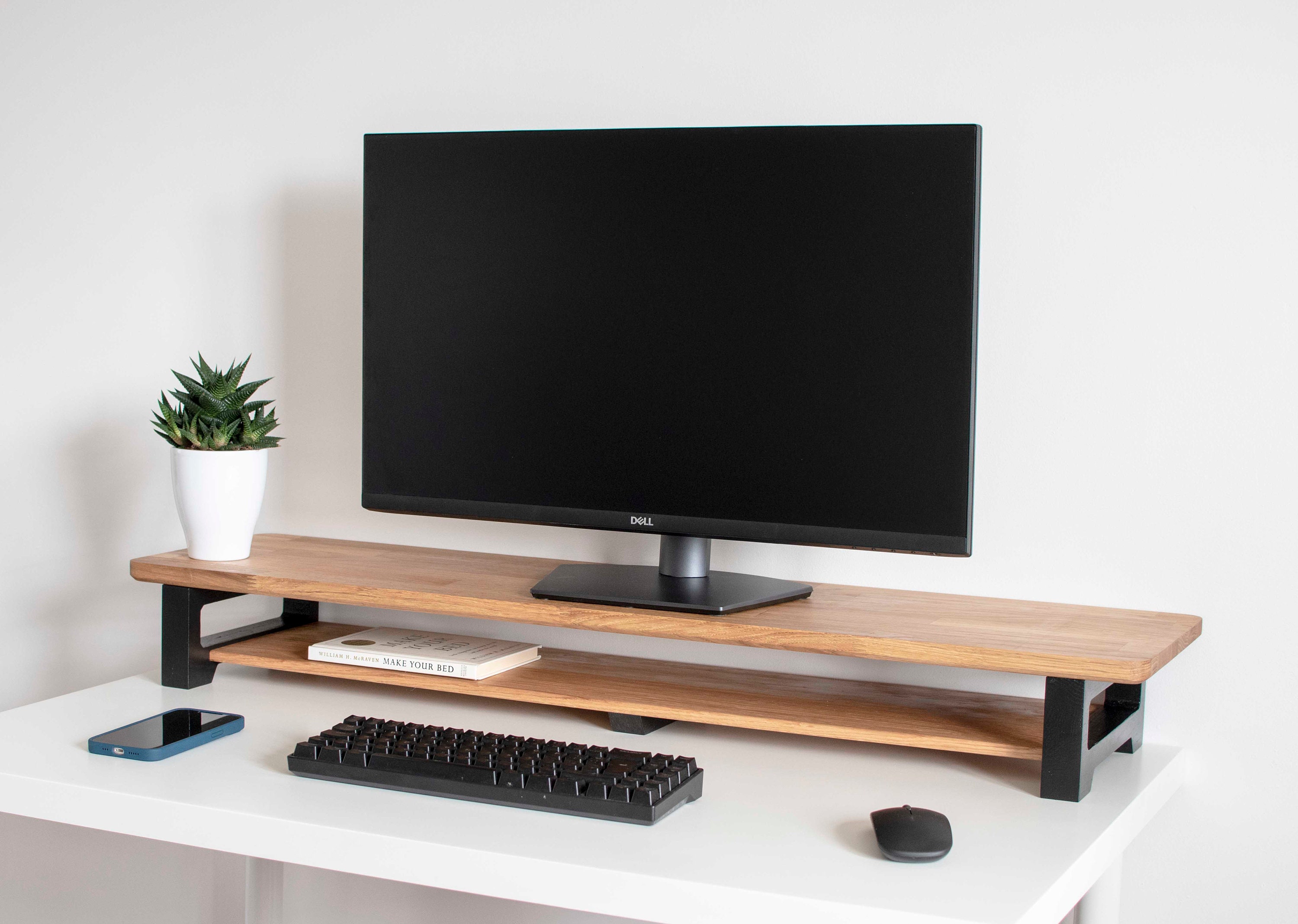 Solid Oak Monitor Stand Custom Size / Shelf / Raiser/ Home Etsy UK