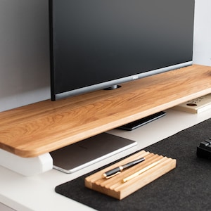 Solid Oak monitor stand Custom size/ shelf / raiser/ Home Office/ iMac stand / gift for him