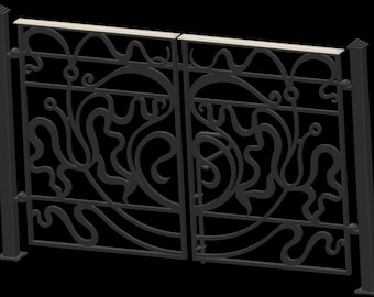 Gate - 3D Model with all parts - Hinges, drop bolt, bolt holder, post cap..
