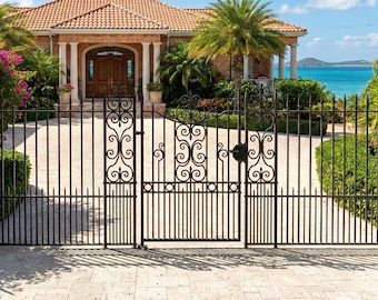 Victorian Ornamental Pedestrian Gate & Side Panels | Custom Wrought Iron Style Metalwork | Decorative Steel Fence Panels - Digital Downloads