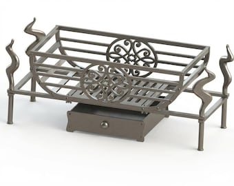 Victorian Scrollwork Fire Basket Design - CNC Files for Indoor Fireplace Grate - Decorative Metal Hearth Log Burner - DXF Digital Download
