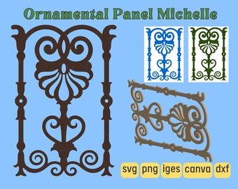 Iges, DXF, SVG, png, Canva - Ornamental Panel for cnc cutting or printing - Michelle