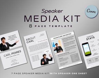 Speaker Media Kit Canva Bundle | Speaker One Sheet | Keynote Speaker | Speaking Templates | Motivational Speaker | Speaker Press Kit