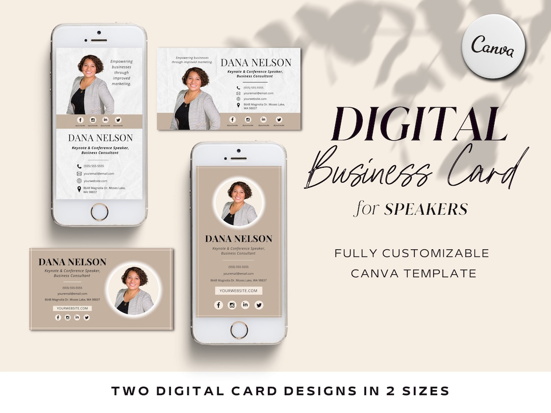 Digital Business Card Canva Template Virtual Unique Business Card