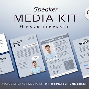 Kit de mídia para palestrantes motivacionais | Folha de alto-falante e pacote de kit de mídia de 7 páginas | Alto-falante uma folha | Modelos de fala