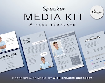 Motivational Speaker Media Kit | Speaker Sheet and 7 Page Media Kit Bundle | Speaker One Sheet | Speaking Templates