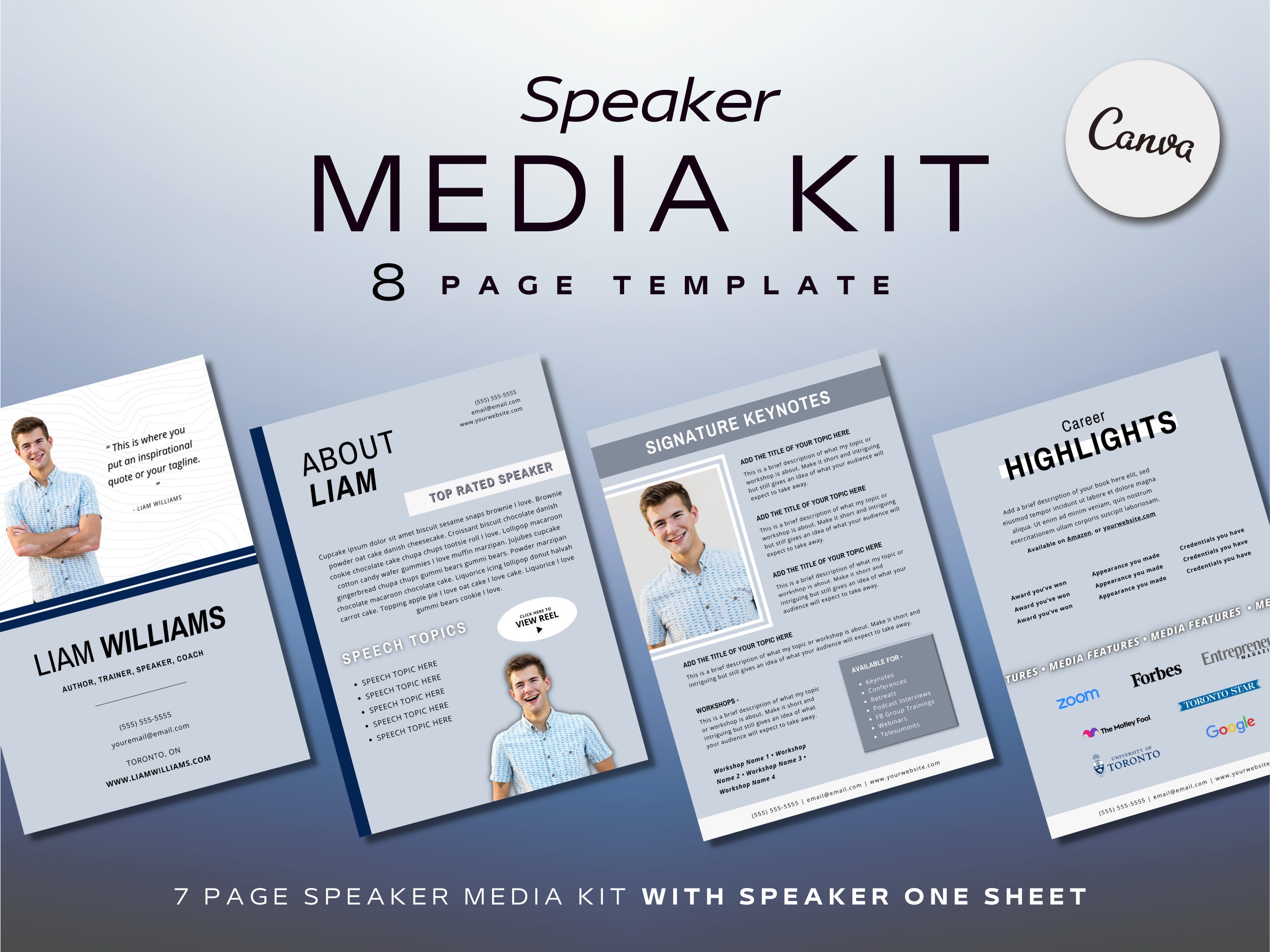 Motivational Speaker Media Kit Speaker Sheet and 7 Page Media Kit