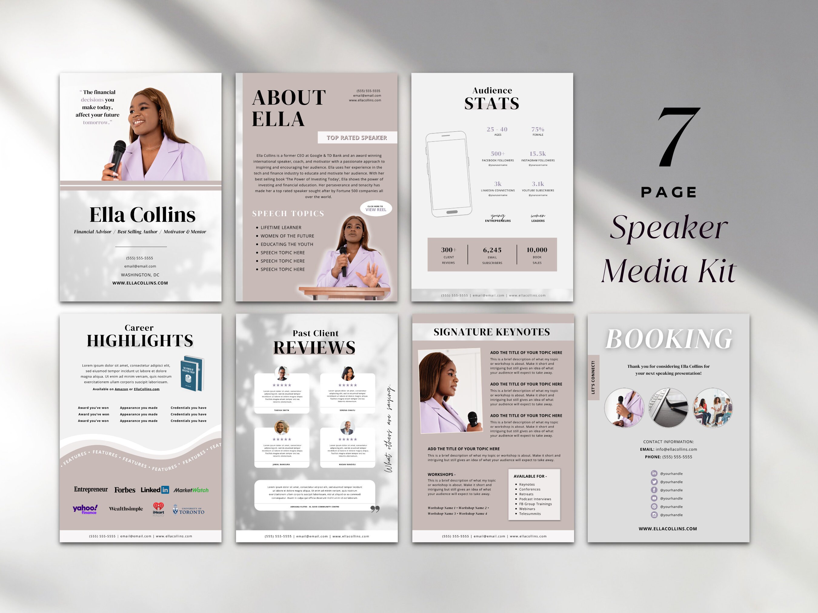 7 Page Speaker Media Kit Template Press Kit for Keynote Speakers