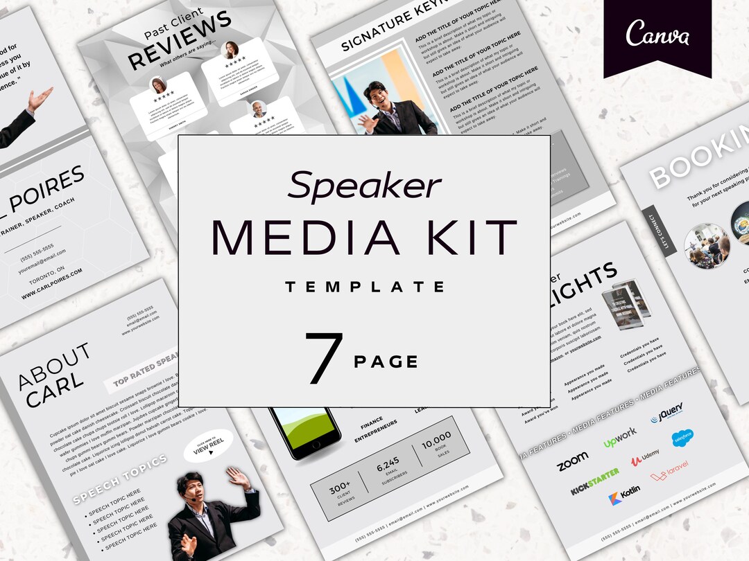 7 Page Speaker Media Kit Template Press Kit for Keynote Speakers