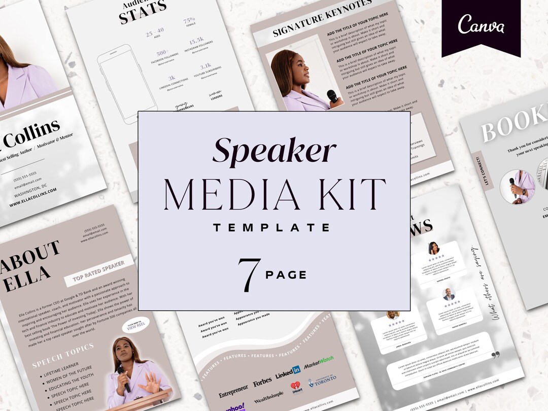 7 Page Speaker Media Kit Template Press Kit for Keynote Speakers