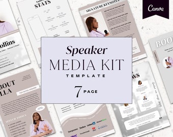 7 Page Speaker Media Kit Template | Press Kit for Keynote Speakers | Motivational Speaker Media Kit | Canva Template