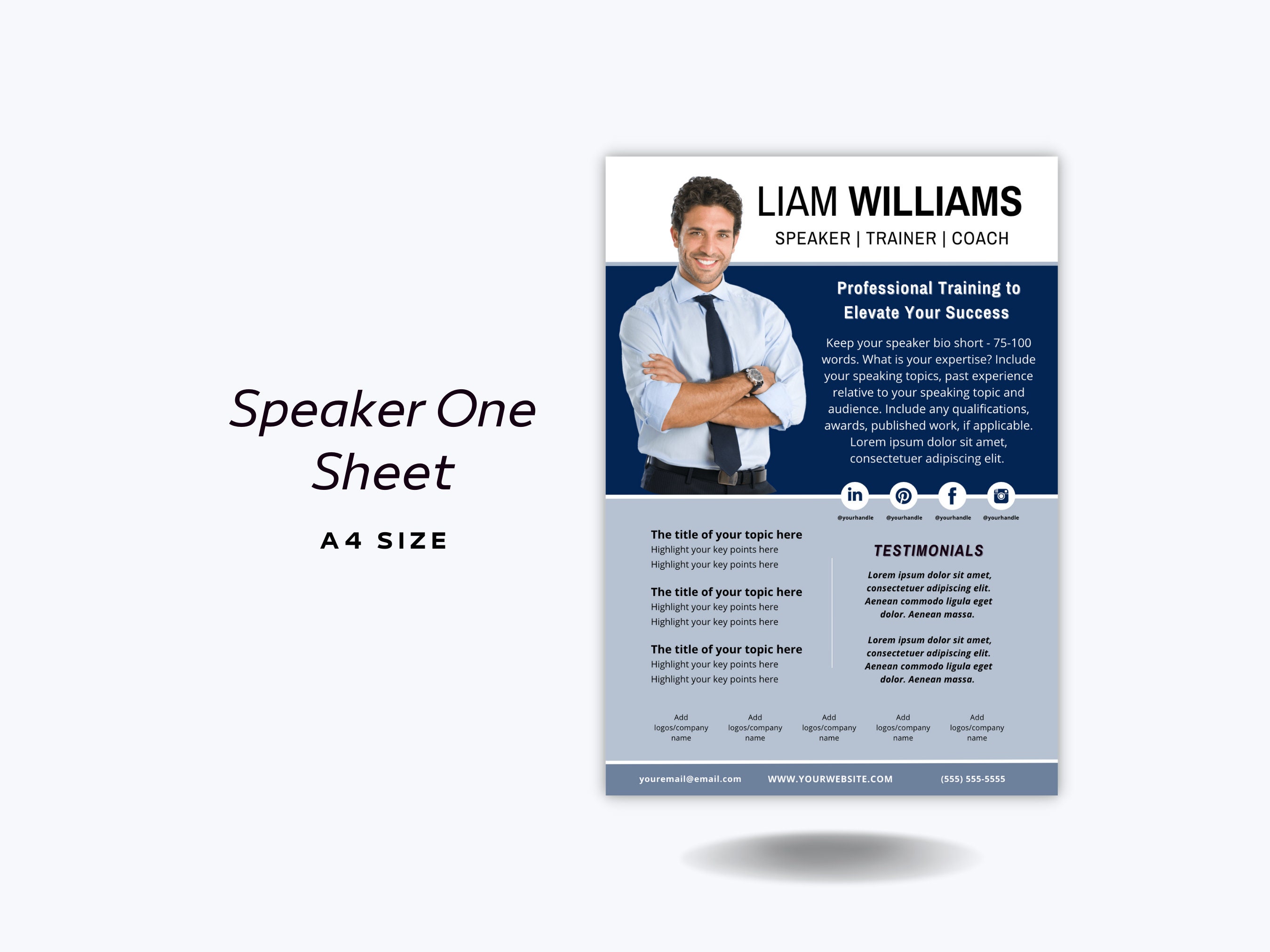 Motivational Speaker Media Kit | Speaker Sheet and 7 Page Media Kit ...