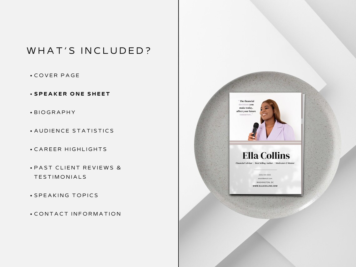 Speaker Media Kit Speaker One Sheet Bundle Canva Template Speaker Sheet