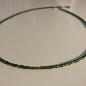 Glass beaded necklace/green and purple beads/loki/sylvie