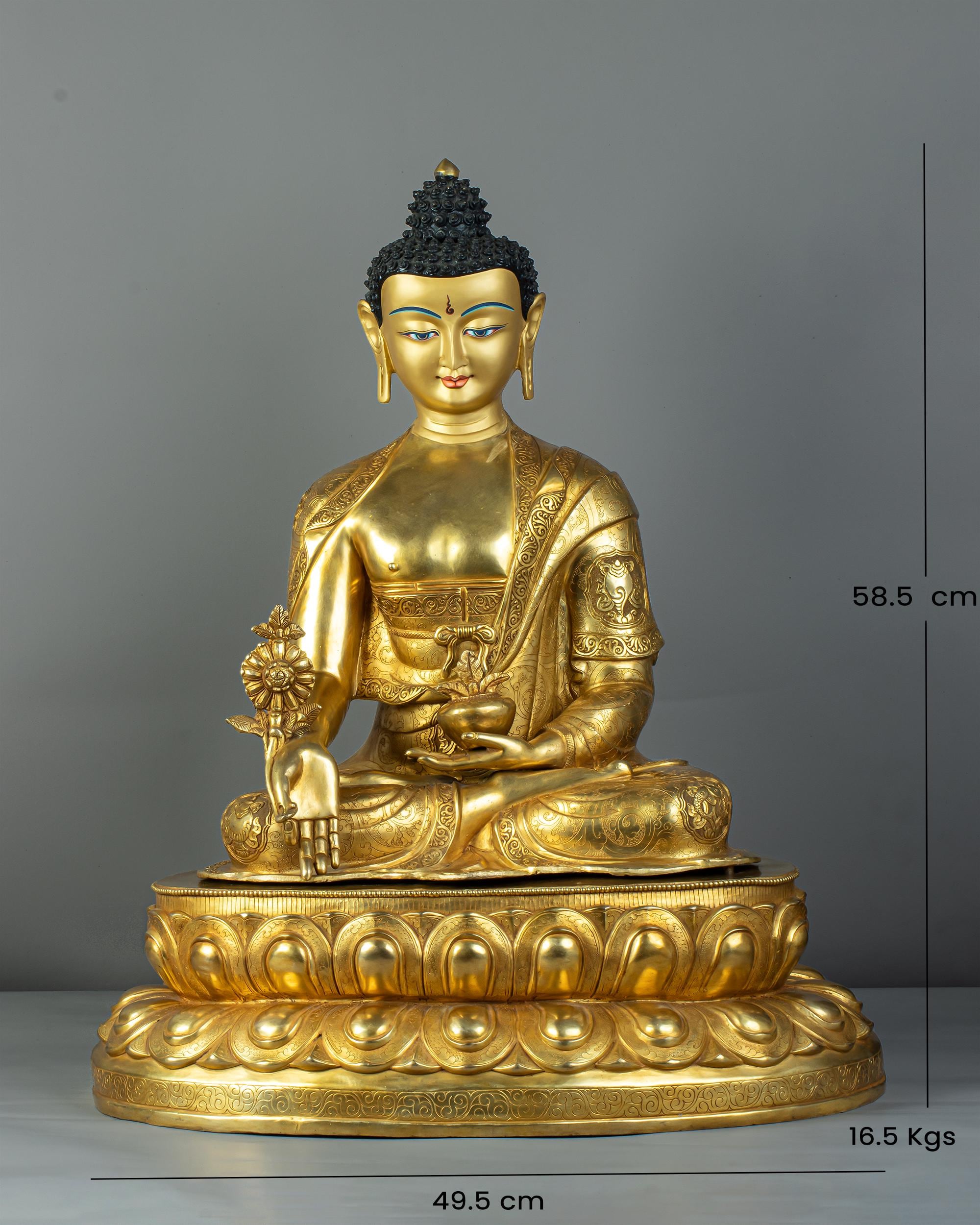 彩文堂】仏教美術 本金鍍 藥師如来仏像 重1.31kg E03C20D