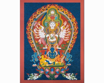 Hand-painted Siddhi Lakshmi Thangka | Tantric Goddess | Nepalese