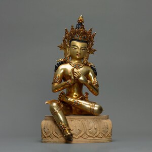 Authentic Maitreya Buddha Statue | Future Buddha of New Era of Enlightenment | Gilded in 24k Gold