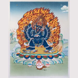 Yamantaka Thangka Painting: Victorious Yama Giclée Canvas Print
