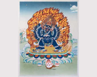 Yamantaka Thangka Painting: Victorious Yama Giclée Canvas Print