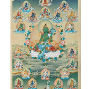 21 Tara Thangka Painting: Mother of Compassion Giclée Canvas Art
