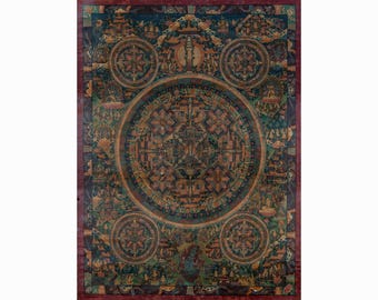 Pintura Thangka del Mandala de Chenrezig: Arte del Himalaya de 1000 brazos