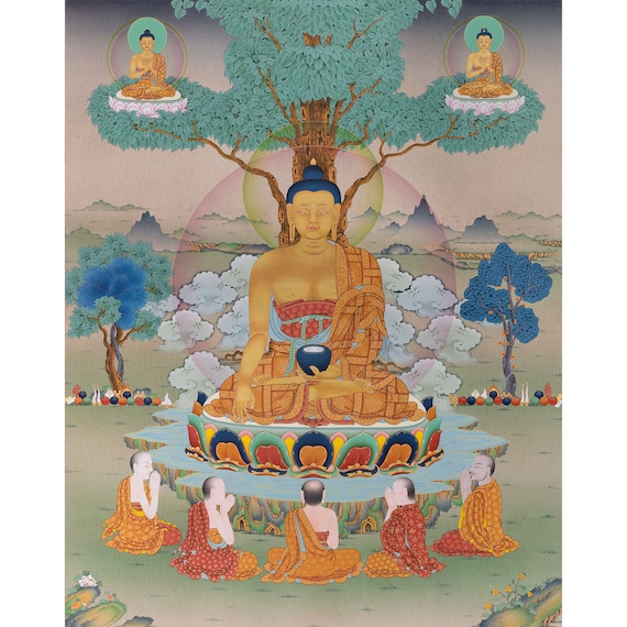 チベット語経典 手描きの仏像 9枚 チベット語経典 手描きの仏像 9枚