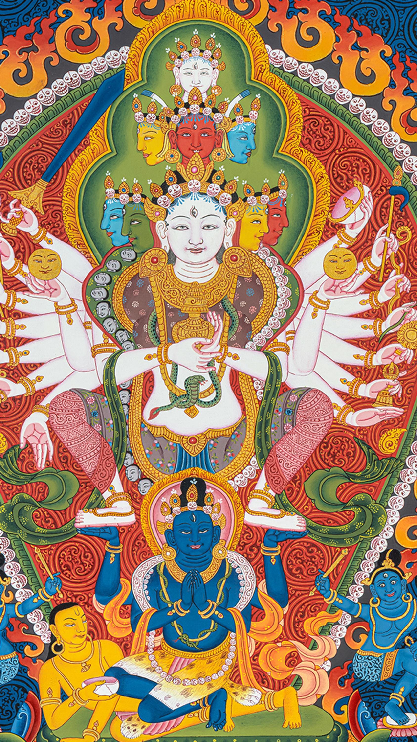 Hand-painted Siddhi Lakshmi Thangka | Tantric Goddess | Nepalese