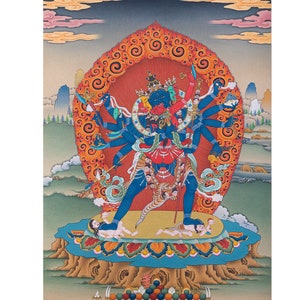 Chakrasamvara in Tibetan Buddhist Thanka l High Quality Giclée Canvas Print