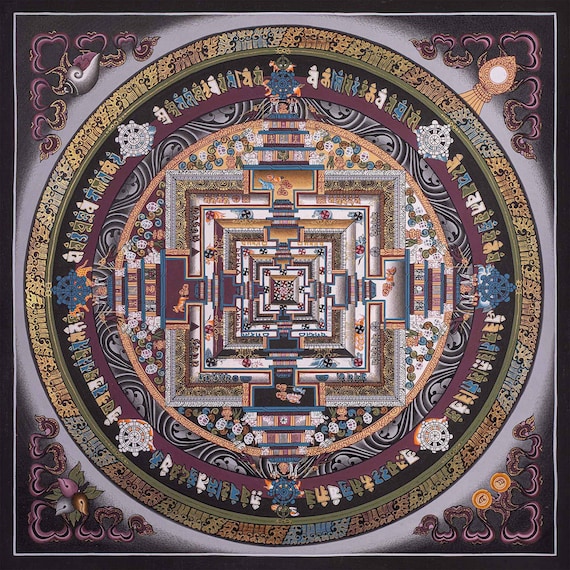 Original Hand-painted Kalachakra Mandala in Thangka Painting I 24 Carat Gold