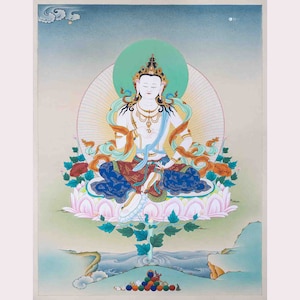 Vajrasattva Thangka Giclée Canvas Print: Buddhist Purification Deity Art