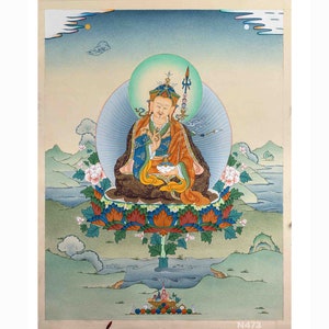 Guru Rinpoche in Traditional Thangka Painting I High Quality Giclée Canvas I Buddhist Master I Founder of Tibetan Buddhism I ThangkaNepal