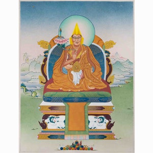 Dalai Lama Thangka Painting: Hand-Painted with Pure Gold