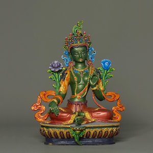 Green Tara Statue Tibetan Buddhist Goddess of Compassion Handmade Altar Decor Divine Feminine Meditation Sculpture Spiritual Gift