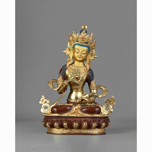 24K Gold Gilded Vajrasattva Statue: Handcrafted Buddhist Art