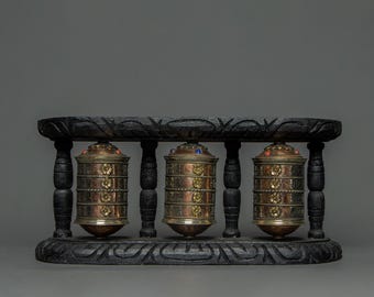 Handmade Tibetan Prayer Wheel: Buddhist Meditation Altar Decor