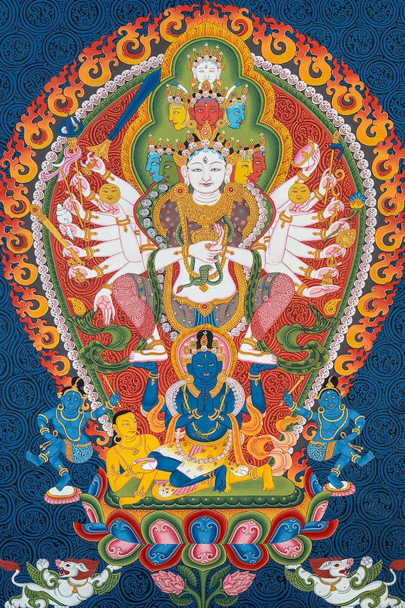 Hand-painted Siddhi Lakshmi Thangka | Tantric Goddess | Nepalese