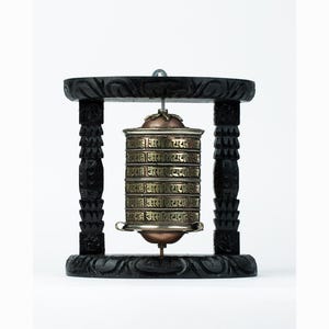 Traditional Buddhist Prayer Wheel | Handcrafted Buddhist Ritual Item | Religious Artifact | Meditation Tools