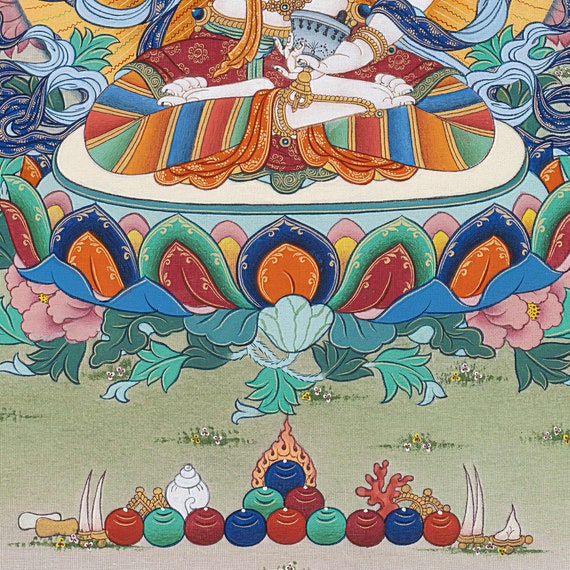 ヴァジュラサットヴァ チベット サンカ絵画: 純金と石のアート