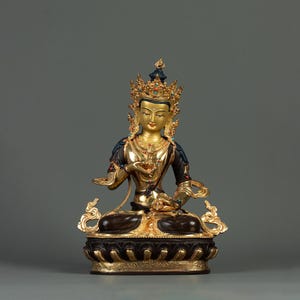 24K Gold Gilded Vajrasattva Statue: Handcrafted Buddhist Art