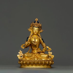 24K Gold Gilded Vajrasattva Statue: Handcrafted Buddhist Art