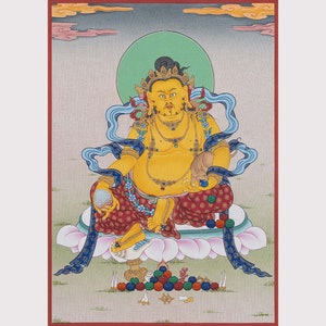 Jambala Thanka Painting: Tibetan Buddhist Art Giclée Canvas