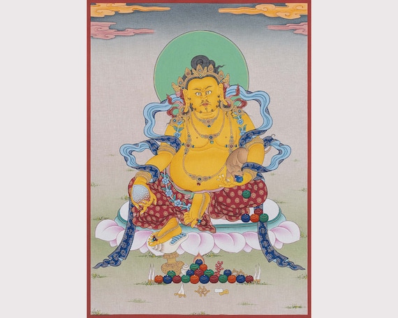 送料無料】 〔一点物〕タンカ ジャンバラ 宝蔵神 30cm x 40cm