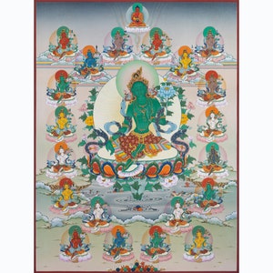 21 Taras in Traditional Thanka Canvas l High Quality Giclée canvas print
