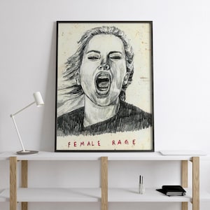 Feminist Wall Art – Female Rage Sketch – Empowerment Digital Download