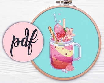 Happy Hour Mocktail - Cross Stitch Pattern (Instant Download PDF)