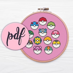 Poké Ball Collection - Cross Stitch Pattern (Instant Download PDF)
