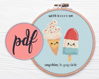 Icecream Popsicle - Cross Stitch Pattern (Instant Download PDF)